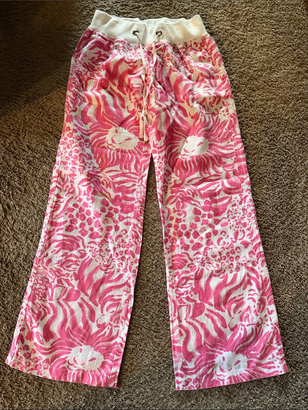 Lily Pulitzer Leon Print Linen Beach Pants 
Pink Size Small